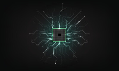 Poster - Expansion of Cyber life. Vector AI neuron network. Small particles defined motion. Organic geometric growth of tentacles. Space colonization. Burst, explosion backdrop.