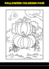 Halloween coloring page for kids. Line art coloring page design for kids.