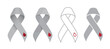 Gray ribbon with red blood drop for Diabetes awareness sign four style collection vector design