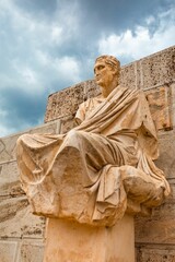 Wall Mural - Vertical statue of Menander in the Theatre of Dionysus Athens, Greece