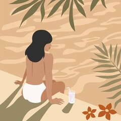 Wall Mural - Girl by the pool