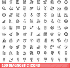 Poster - 100 diagnostic icons set. Outline illustration of 100 diagnostic icons vector set isolated on white background