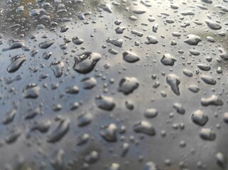 Wall Mural - bodywork of car covered of water drops after storm