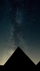 Poster - HD of the starry sky and pyramids at night