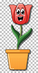 Sticker - Flower cartoon character in pot