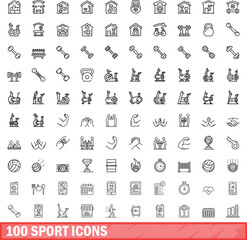 Poster - 100 sport icons set. outline illustration of 100 sport icons vector set isolated on white background