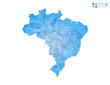 Brazil map blue polygon triangle mosaic with white background. Vector style gradient.