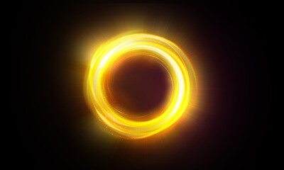 Wall Mural - magic circle light effect. bright sphere lens. rotating lines. glow ring. magic neon ball. led blurr