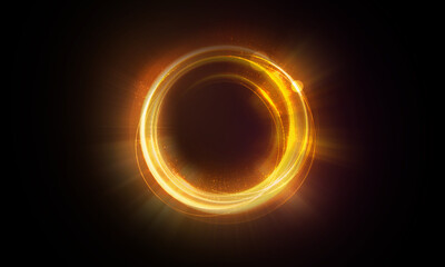 Wall Mural - magic circle light effect. bright sphere lens. rotating lines. glow ring. magic neon ball. led blurr