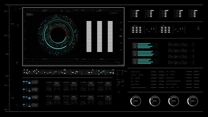 Cyber futuristic User interface for game and movie, Technology HUD Head up display graphic interface, Wide screen ratio