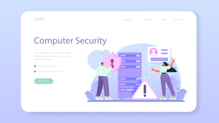 Poster - Cyber or web security specialist web banner or landing page.