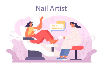 Wall Mural - Manicurist service concept. Beauty salon worker. Nail treatment