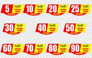 Sticker - Discount price sale badges. Discount promotion icons.