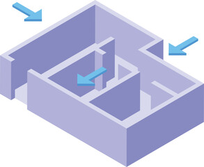 Wall Mural - Apartment plan icon isometric vector. Building remodel. Wall repair