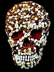 A 3d realistic skull painted for the Day of the Dead, Día de Muertos