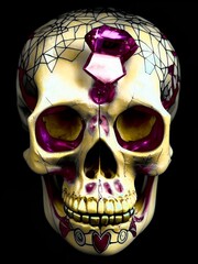 A 3d realistic skull painted for the Day of the Dead, Día de Muertos