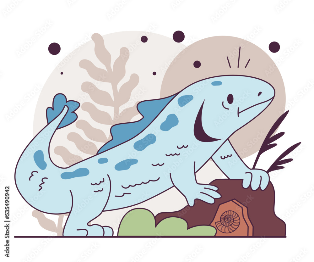 Evolution Extinct Evolution of life forms on Earth concept. Ancient extinct reptile Stock ...