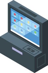 Poster - Register machine icon isometric vector. Cash screen. Display payment