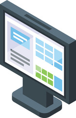 Poster - Cashier monitor icon isometric vector. Payment screen. Machine computer