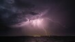Low angle shot of a striking purple lightning sky over Isle of Wight, Hampshire