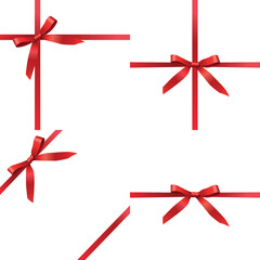 Wall Mural - vector set of red gift wrapping decorative ribbons isolated on white background