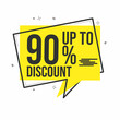 © qaeudigital - Special discount 15 up 95 yellow tag isolated vector illustration. Discount offer price tag, symbol for advertising campaign in retail, sales promotion marketing