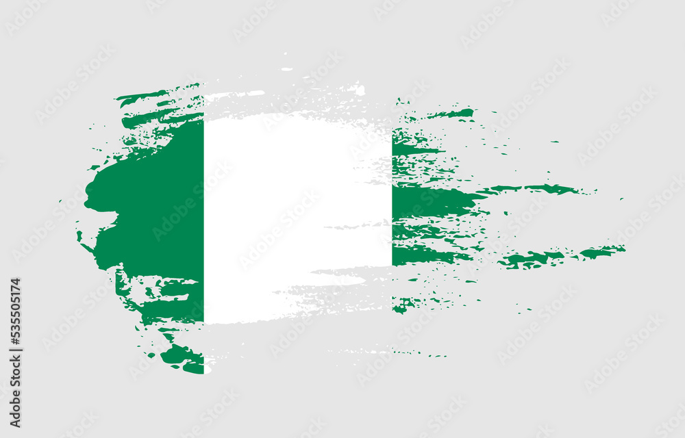 Grunge brush stroke flag of Nigeria with painted brush splatter effect ...
