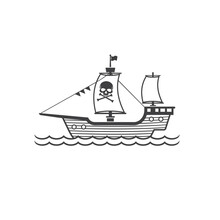 Illustration Of Pirate Ship, Vector Art.
