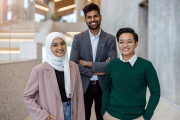 Multi-ethnic business group in an office building
