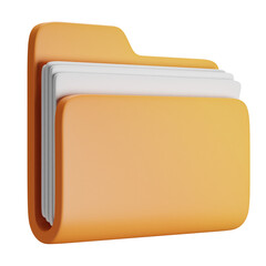 Fototapete - 3D cartoon user interface illustration of a folder with files on a computer icon on an isolated background. With studio lighting and a gradient colourful texture. 3D rendering