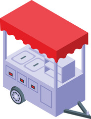 Sticker - Hot dog trailer icon isometric vector. Food seller. Fast market