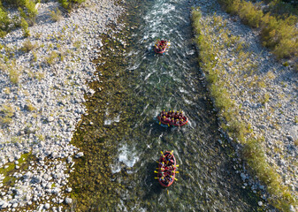 Wall Mural - Rafting in the Koprulu Canyon National Park Drone Photo, Manavgat Antalya, Turkey