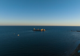 Wall Mural - Maidens Castle (Kiz Kalesi) Drone Photo, Erdemli Mersin, Turkey