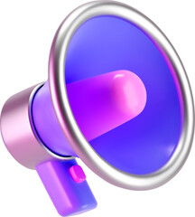 3d purple megaphone icon isolated on gray background. Render of loudspeaker for announce attention, promotion, hiring, sale and marketing concept. Render 3d cartoon simple vector illustration