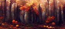 Autumn Forest. Background. Scenery. Illustration