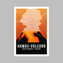 Hawaii Volcanoes National Park Poster Illustration.