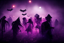 A Halloween Party In Zombie Land, Purple Violet, Neon Lightening