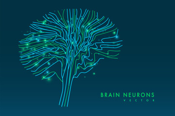 Poster - Abstract glowing brain connections