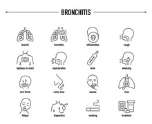 Bronchitis Vector Icon Set. Line Editable Medical Icons.