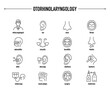 Otorhinolaryngology vector icon set. Line editable medical icons.