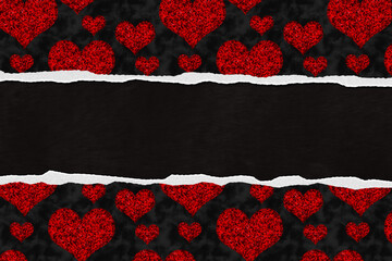 Wall Mural - Love border heart red and black