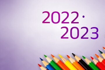 Wall Mural - 2022 2023 numbers with colored pencils set