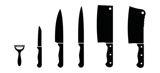 Knife icon vector. Kinds of kitchen knife sign symbol silhouette