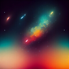 Wall Mural - A Colorful illustation of Stars, nebular and planets in Space