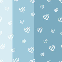 Blue love Valentine couple line art doodle cartoon pattern