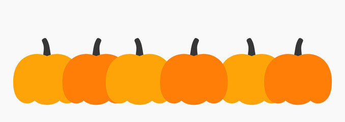 Wall Mural - Autumn pumpkins border, flat design element.