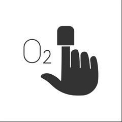 pulse oximeter glyph icon. checking level of oxygen in blood. saturation. influenza concept. filled 