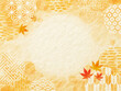 秋 紅葉 和紙 お歳暮 水彩 和柄 フレーム 背景 water color オレンジ 温かい	