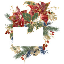 Blue Poinsettia Frame Template Free Stock Photo - Public Domain Pictures