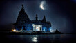 AI generated image of an ancient Hindu temple Hindu temple on the shore of the ocean